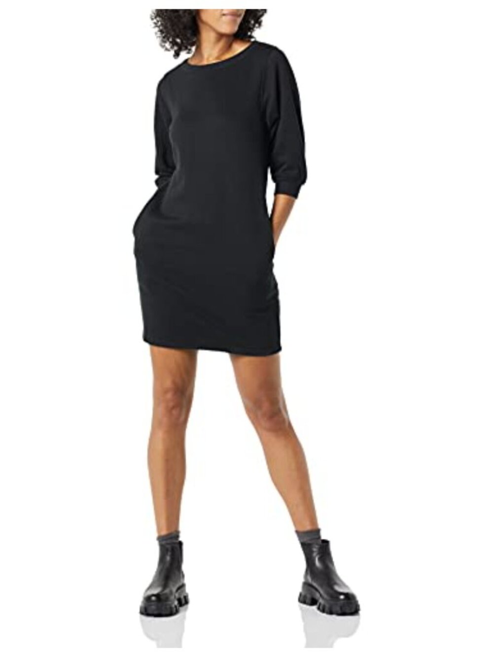 Women's French Terry Sweatshirt Dress, Fit & Flare, Short Sleeve, Fleece